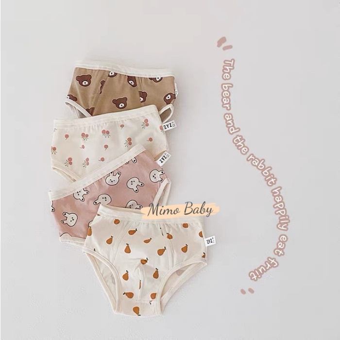Set 3 quần chip chất liệu cotton họa tiết gấu thỏ dễ thương cho bé QA29 Mimo Baby
