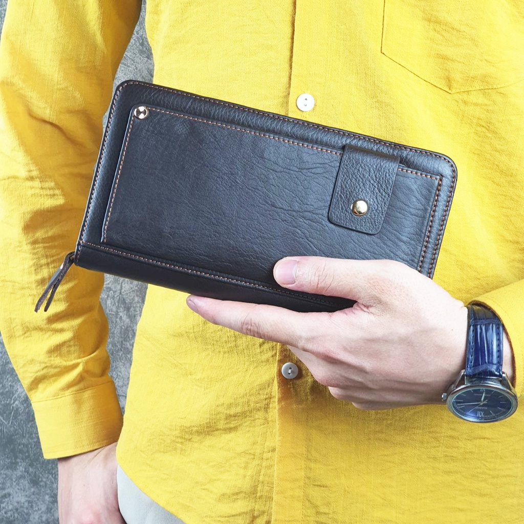 Clutch cầm tay nam da bò thật CL136LEA  - 100% da bò thật, bảo hành 3 năm