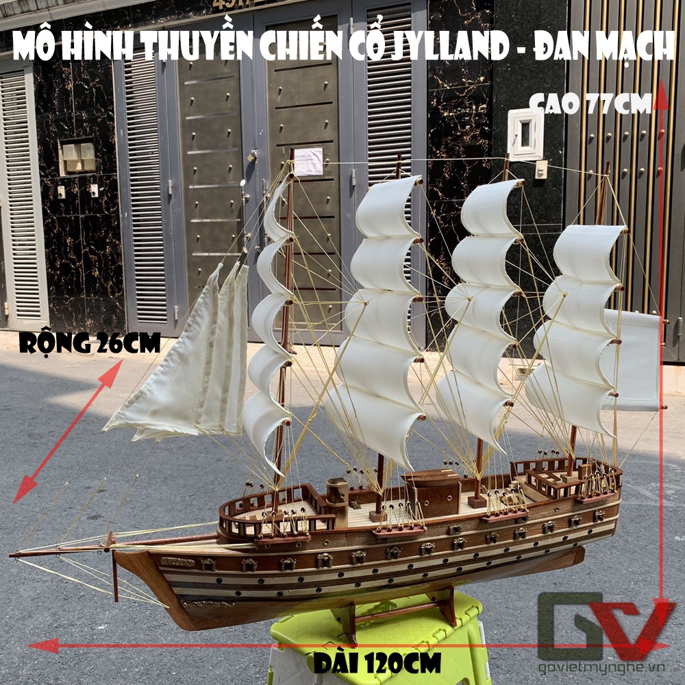 Mô hình tàu thuyền buồm gỗ phong thuỷ jylland - tàu chiến cổ Đan Mạch - loại tiêu chuẩn - thân 100cm