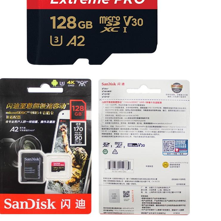 Thẻ Nhớ Sandisk Extreme Pro 64gb 128gb 256gb A2 Class 10 Card Uhs-I U3 Tốc Độ Cao Max 10
