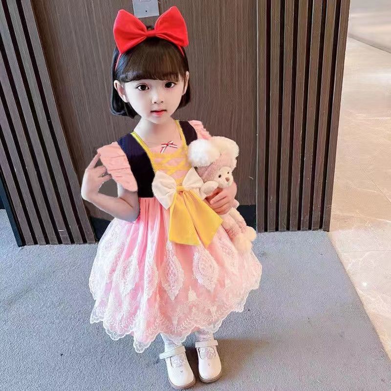 Disney Đầm Công Chúa Barbie Màu Trắng Thời Trang Mùa Hè Phong Cách Lolita Cho Bé Gái