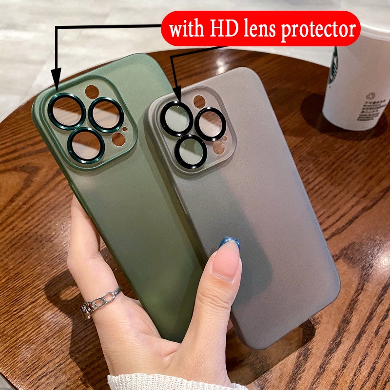 Ốp Điện Thoại Mềm Nhám Siêu Mỏng Chống Sốc Có Miếng Bảo Vệ Ống Kính Cho iPhone 11 12 13 Pro Max