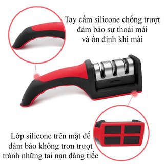 Dụng cụ mài dao cầm tay nhỏ gọn, cây mài dao mini đa năng chất liệu thép không gỉ thiết kế 3 rãnh mài sắc bén Angola