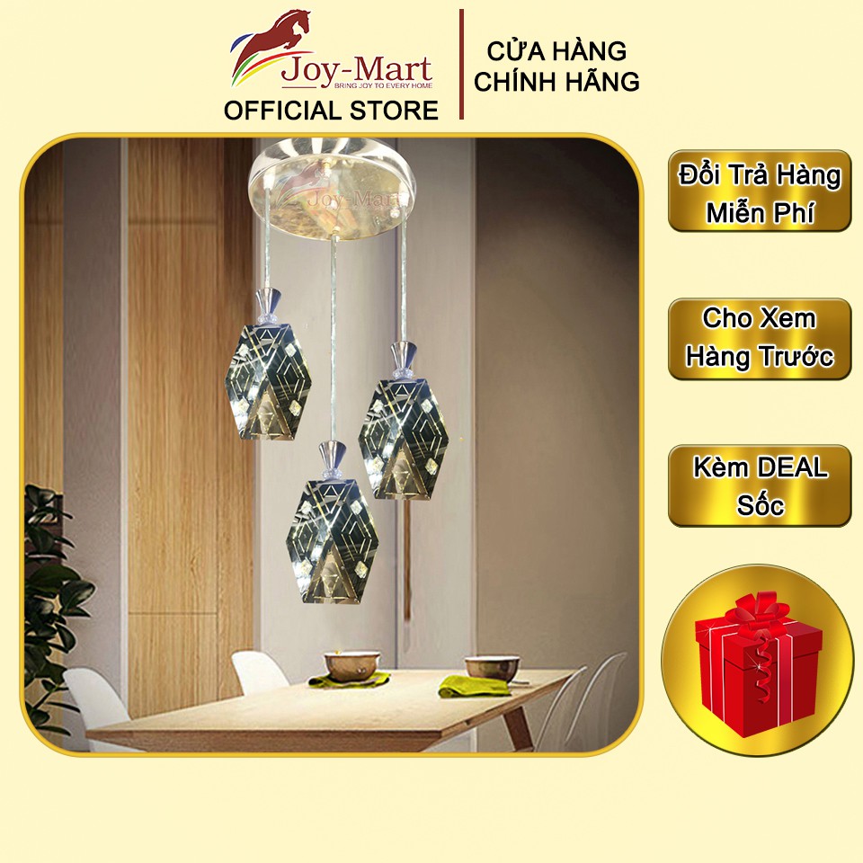 Đèn thả trần inox cao cấp MTH4429/3 kèm bóng, chao đèn thả hiện đại trang trí bàn ăn phòng khách JOYMART