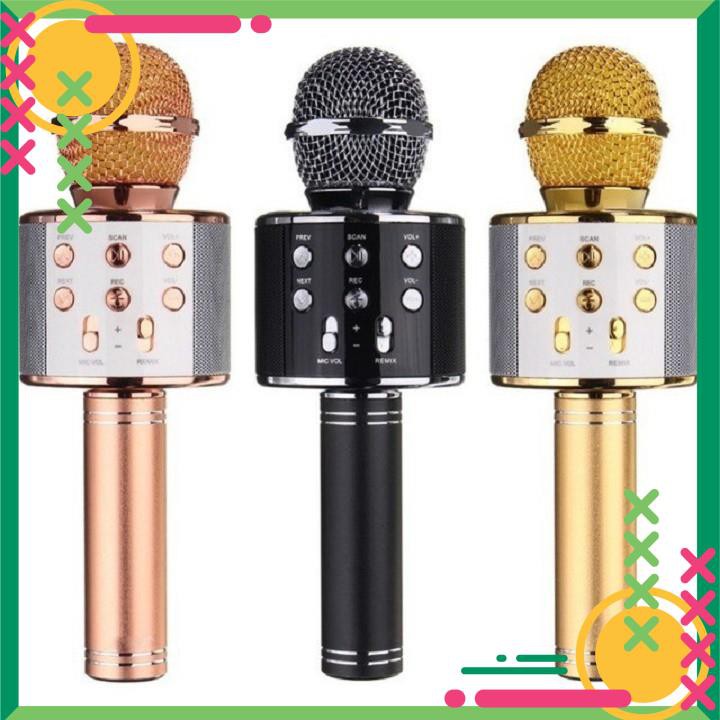 Micro hát karaoke WS 858 kiêm loa Bluetooth