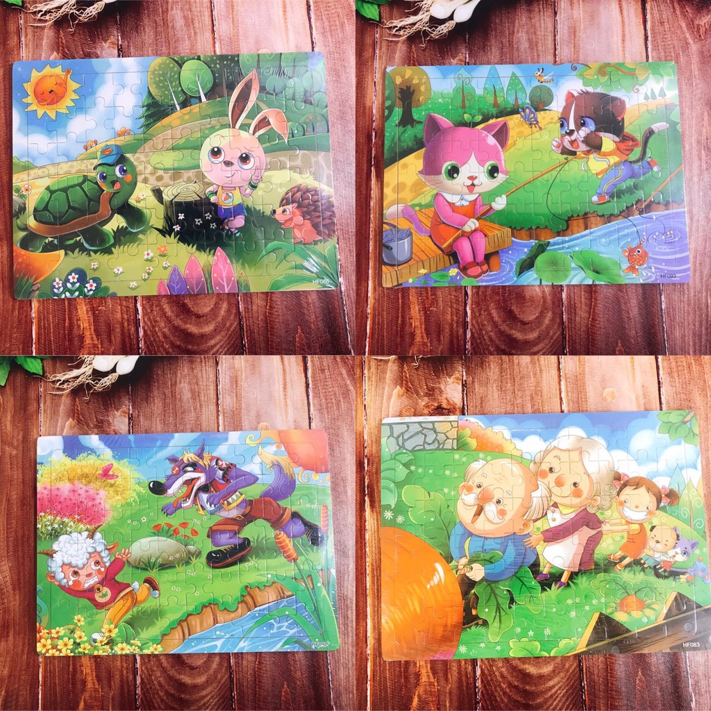 Bộ tranh ghép hình puzzle 60 miếng bằng gỗ chủ đề các câu chuyện cổ tích cho bé