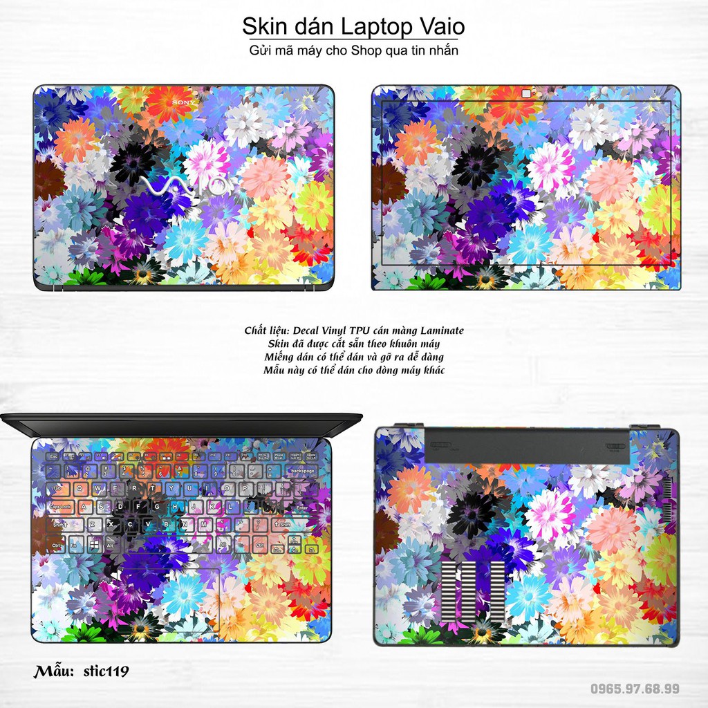 Skin dán Laptop Sony Vaio in hình Hoa văn sticker nhiều mẫu 20 (inbox mã máy cho Shop)