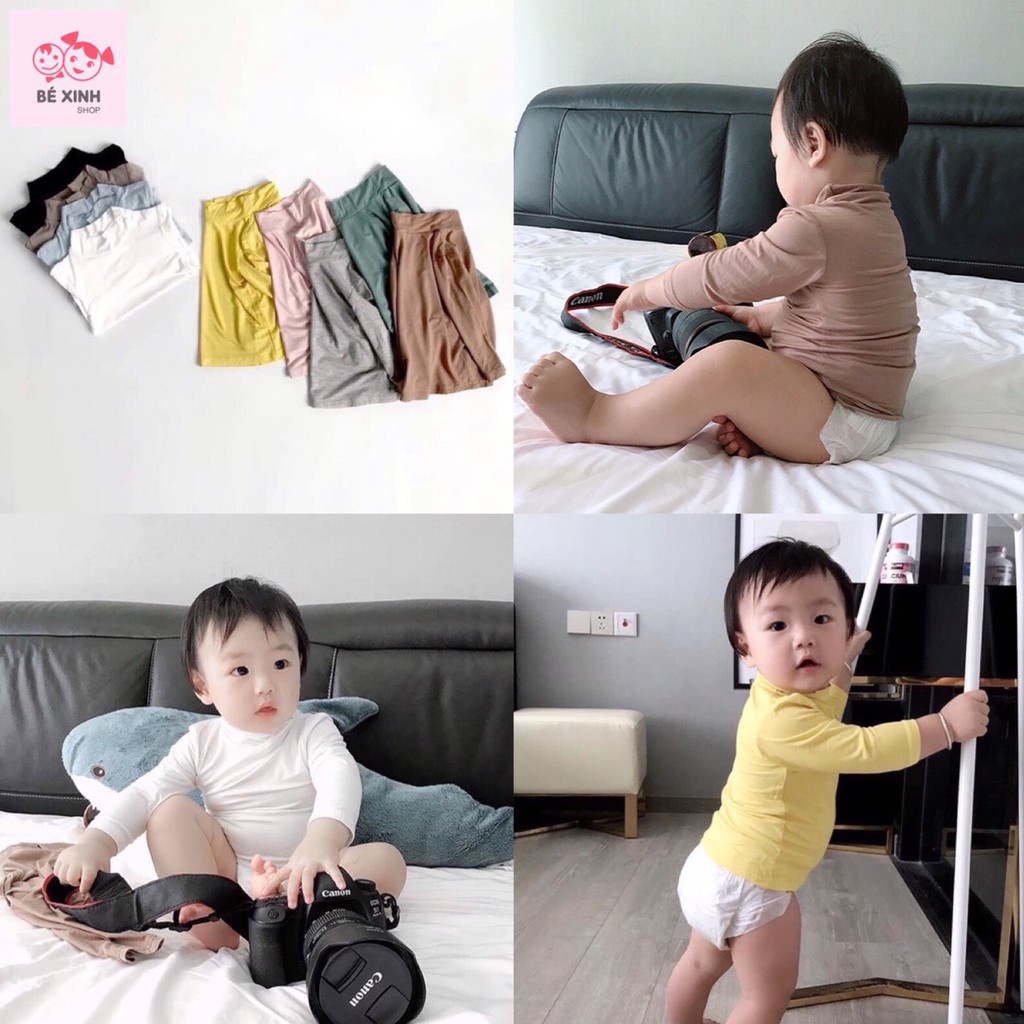 Áo cổ lọ dài tay cho bé trai bé gái thun lạnh Peekaboo [SALE CỰC KHỦNG] áo cổ 3 phân có cổ cao dài tay trẻ em giữ nhiệt