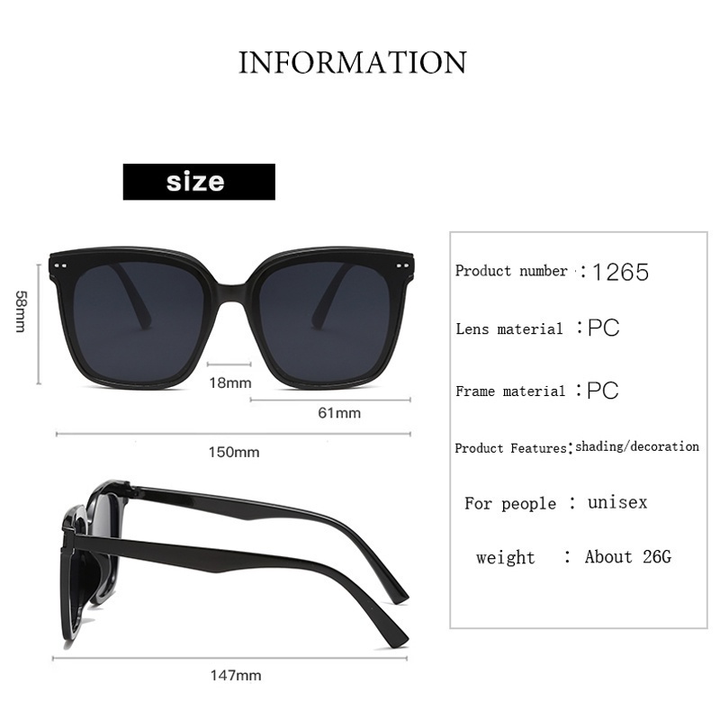 Kính Mát Gọng Vuông Lớn Phong Cách Hàn Quốc Cổ Điển Thời Trang Cho Nam Và Nữ