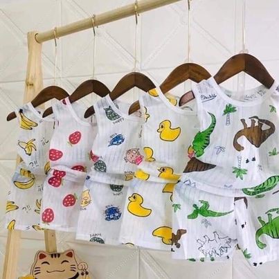 BỘ COTTON GIẤY BA LỖ CHO BÉ 3-15 KG, GIAO MẪU NGẪU NHIÊN