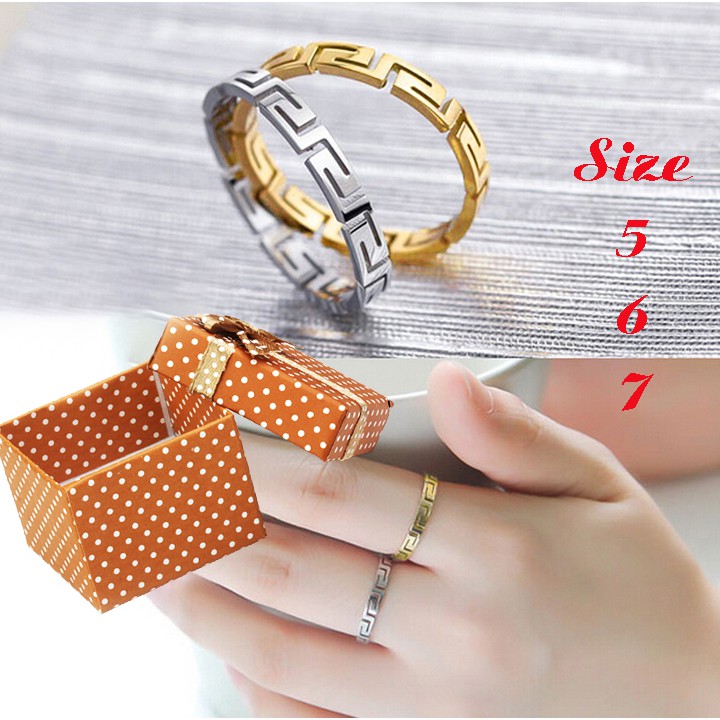 Nhẫn titan vạn lý trường thành màu vàng (tặng hộp đựng nhẫn cực xinh)
