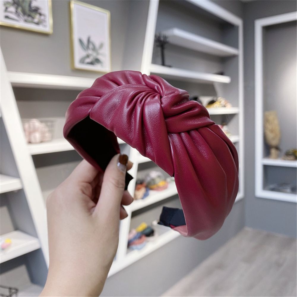 Băng đô cài tóc bằng da PU kiểu thắt nút thủ công sành điệu cho nữ