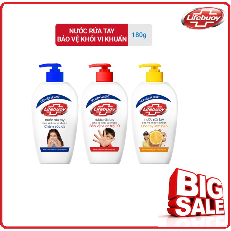 Nước Rửa Tay LIFEBUOY Diệt Khuẩn Chai 180g