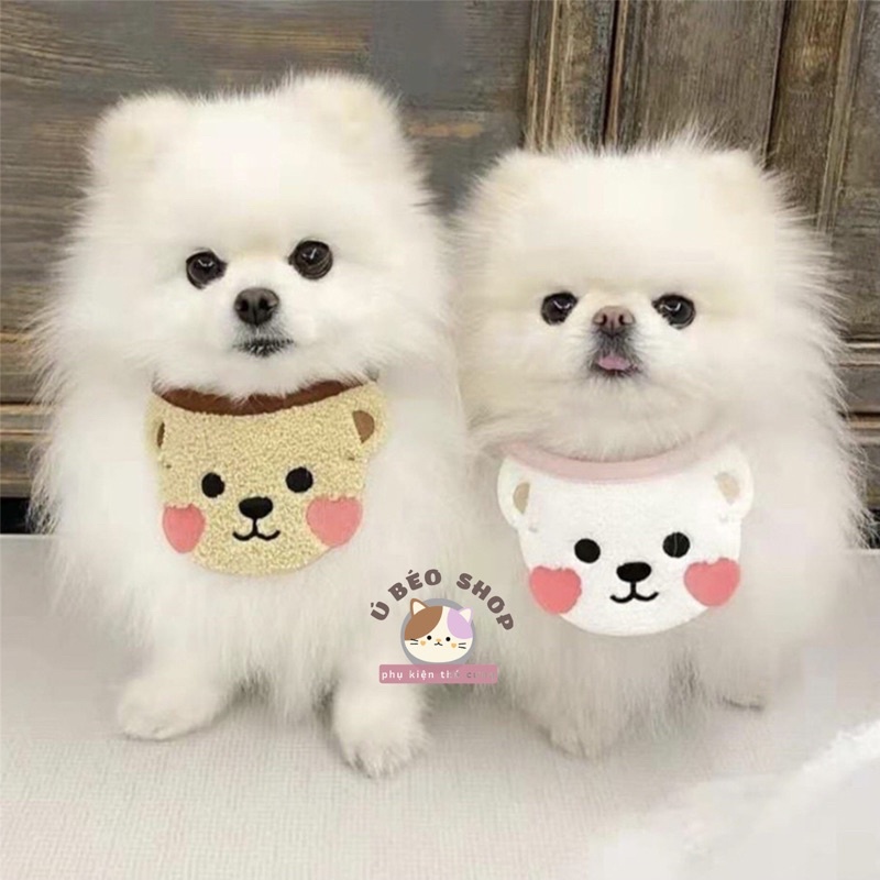 Yếm ăn hoạ tiết gấu nâu xinh xăn cho thú cưng, vòng cổ cho chó mèo