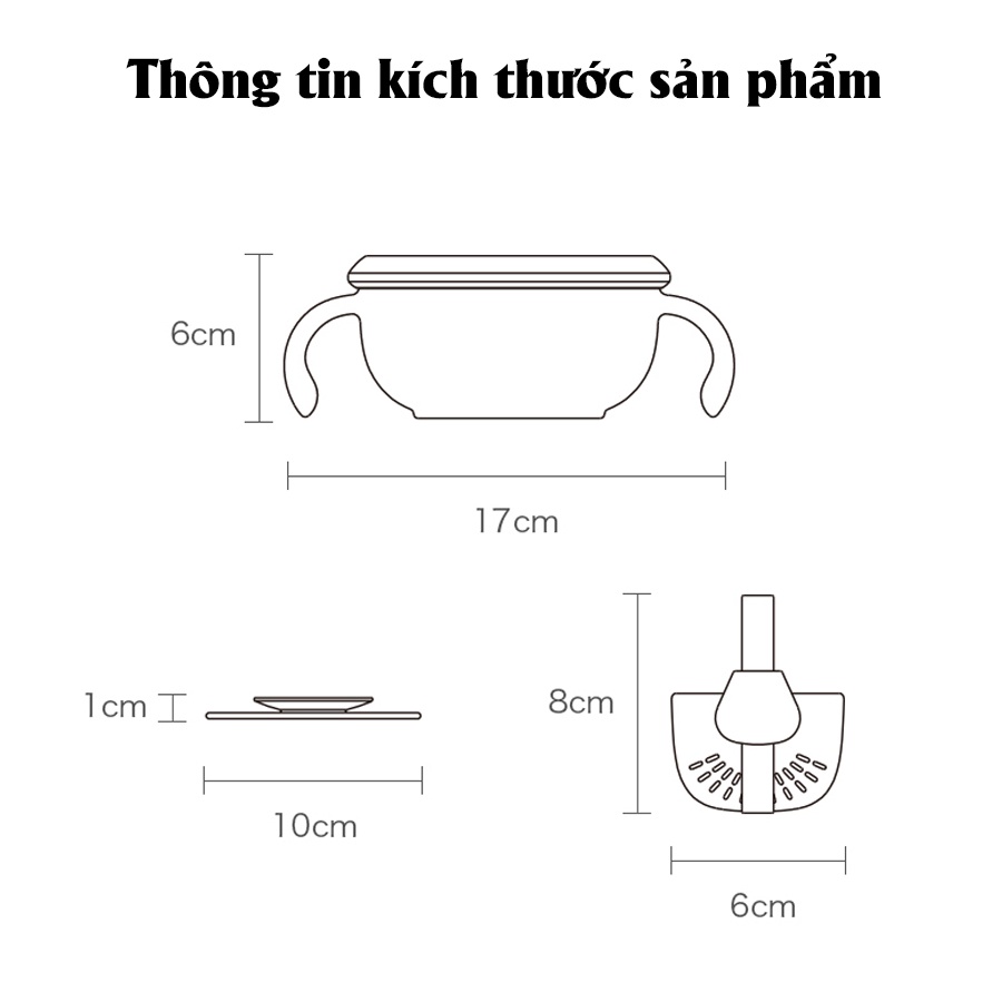 Bát ăn dặm 3 trong 1 cho bé AAG3005 có ống hút và đế chống đổ tiện lợi