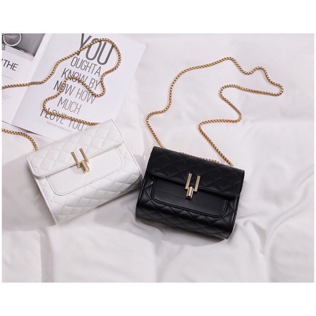 Túi đeo chéo nữ công sở đeo vai có dây xích và khóa Y, Hà túi HT30
