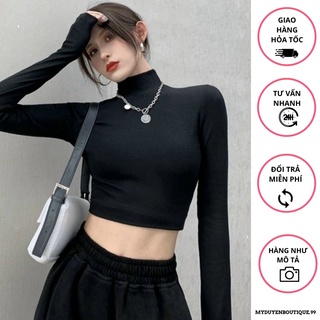 Áo cổ lọ tay dài thun gân