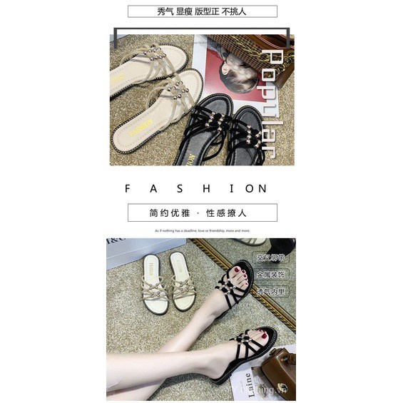 35-43 Large Size Women's Shoes Slippers Women's Outer Wear Summer Versatile Flat Non-Slip Slipper Sandals