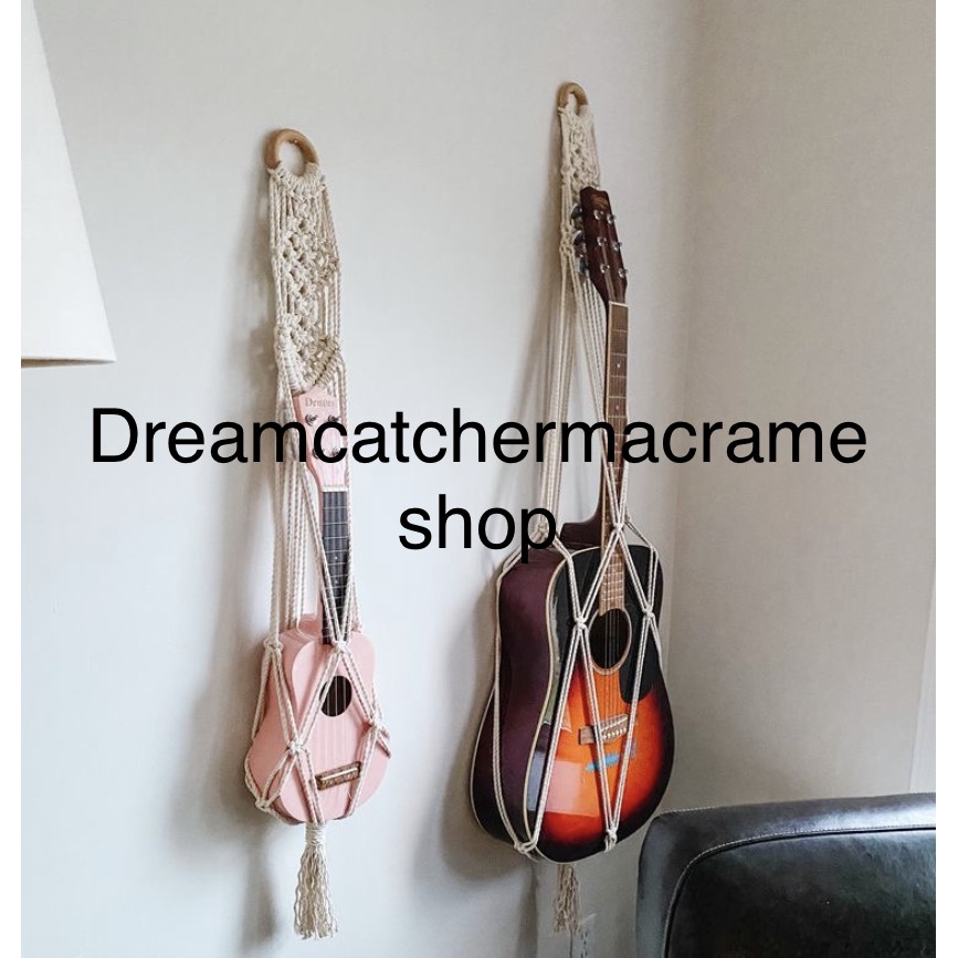 Macrame treo đàn guitar, ukulele, Dây treo đàn vinatage, dây treo đàn, giá để đàn guitar