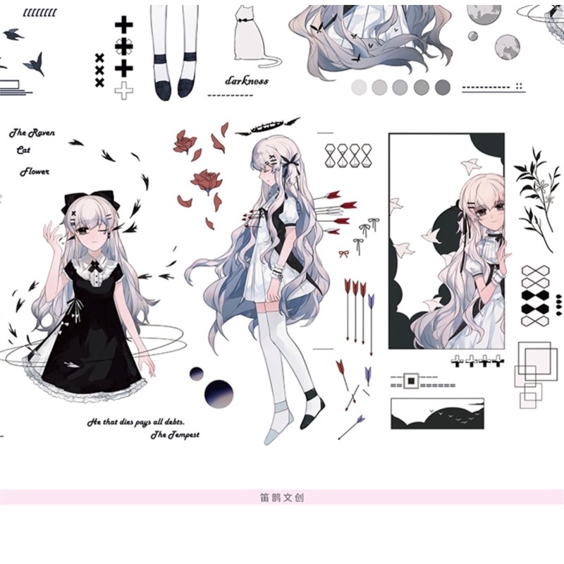 Washi tape nhân vật nữ thâm không kí ức