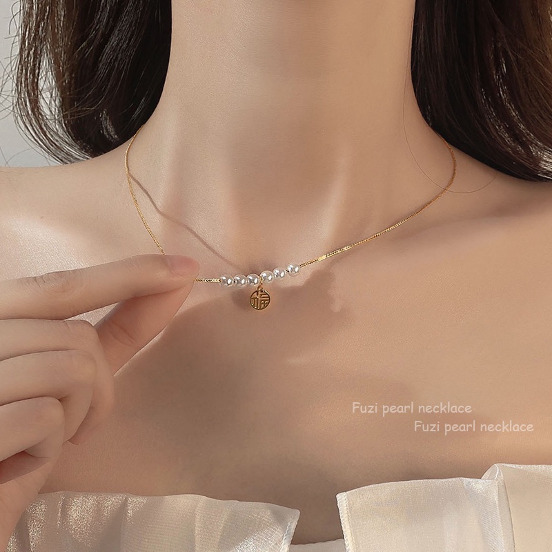 MOCHASHUVòng cổ choker phối ngọc trai giả phong cách Hàn Quốc cho nữ