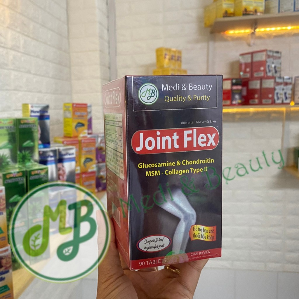 Combo  Viên uống hỗ trợ xương khớp, giảm đau, viêm khớp JOINT FLEX lọ 90 viên tặng 1h canxi 100v Medibeauty