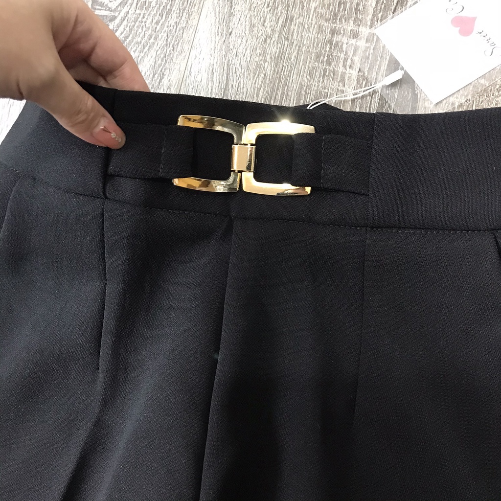Quần baggy nữ lưng cao đai X công sở Homieyl cao cấp chất vải đẹp, quần tây nữ lưng cao màu đen đi học đi làm
