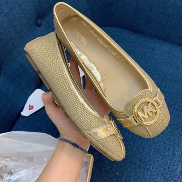 size 7.5 - Giày Michael Kors Fulton Moc Gold Metallic