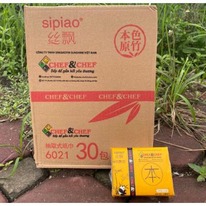 Thùng 30 gói giấy ăn gấu trúc  6021 chef &amp; chef siêu dai tiện dụng
