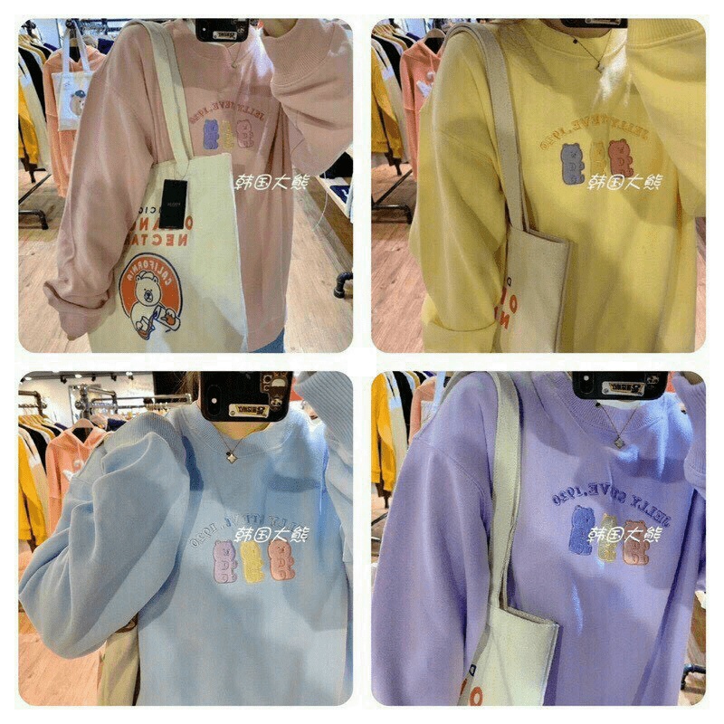 Áo Sweater Nữ Cổ Chui Chất Nỉ Mềm Mịn Thêu Gấu Form Rộng Mặc Thoải Mái Che Nắng Chắn Gió Tốt [NEW UNISEX]