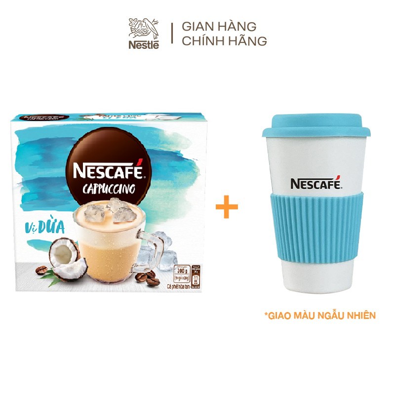 [Tặng ly nhựa Nescafe] Cà phê hòa tan Nescafé Cappuccino vị dừa (Hộp 10 gói x 20g)