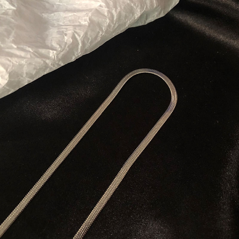 Dây chuyền ngắn dạng xương rắn bản rộng dẹt bằng thép titan cá tính 22415