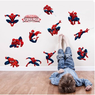 Decal Hình Dán Tường Trang Trí Nhân Vật Siêu Nhân Người Nhện 3D