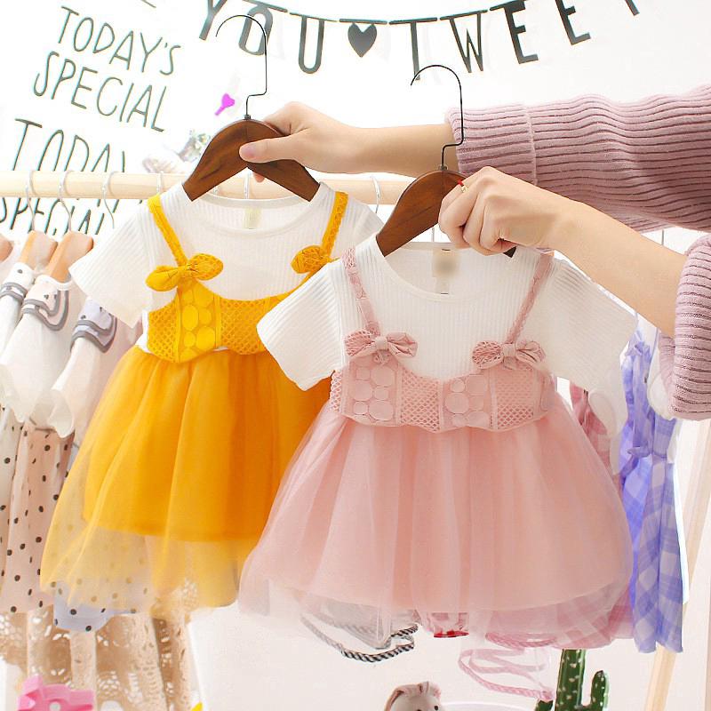 Đầm công chúa ngắn tay dễ thương cho bé gái