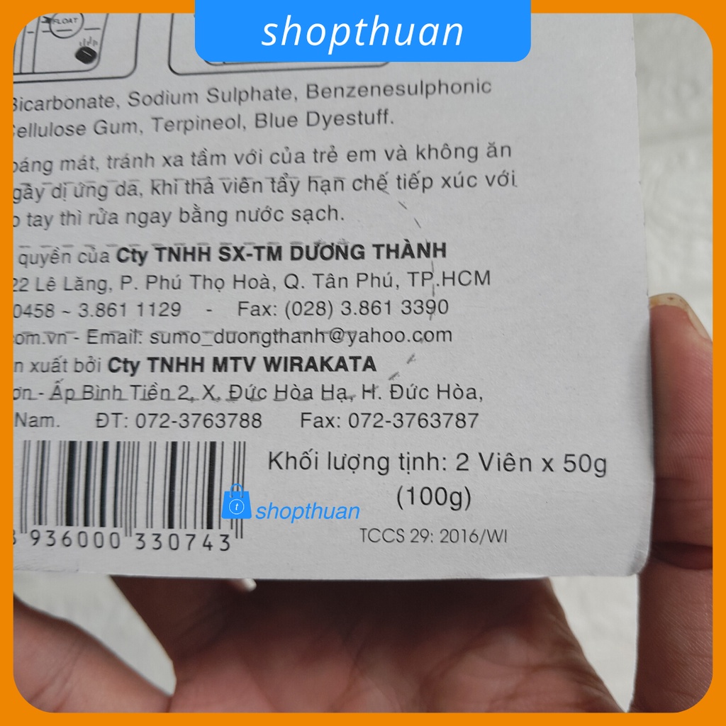Viên tẩy bồn cầu Sumo 100gr ( 2 viên / vỉ ), giúp nhà vệ sinh luôn sạch sẽ và thơm mát