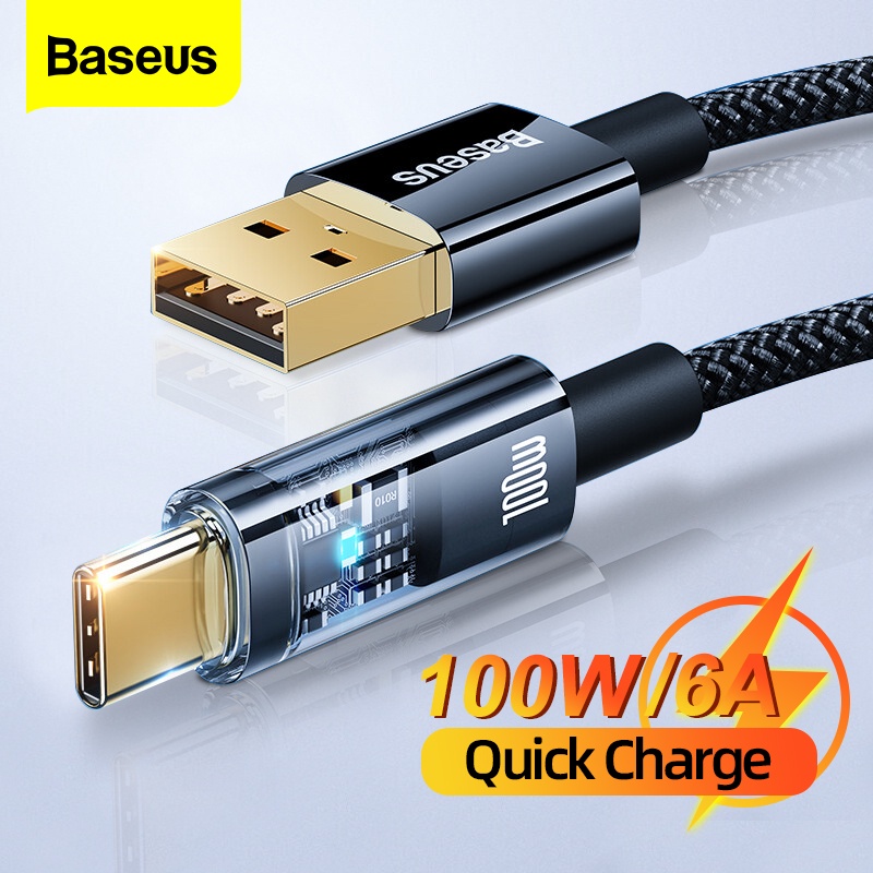 Cáp sạc nhanh Baseus 6A 5A USB Type C cho Huawei 66W 100W