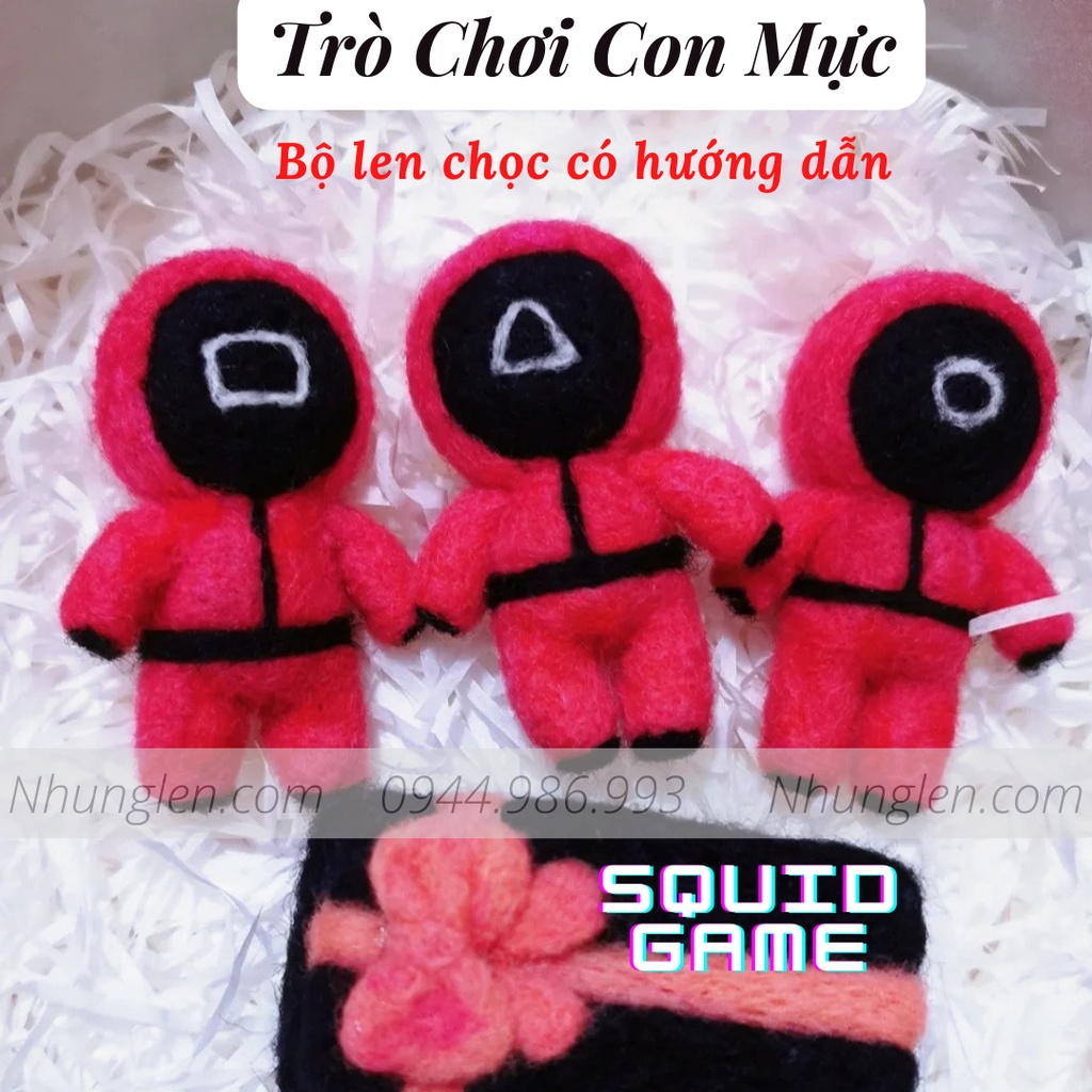 Bộ len chọc Trò chơi con mực siêu dễ thương, đơn giản có hướng dẫn. Needle felting Squid Game