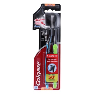 VỈ 2 BÀN CHẢI COLGATE SLIM SOFT CHARCOAL