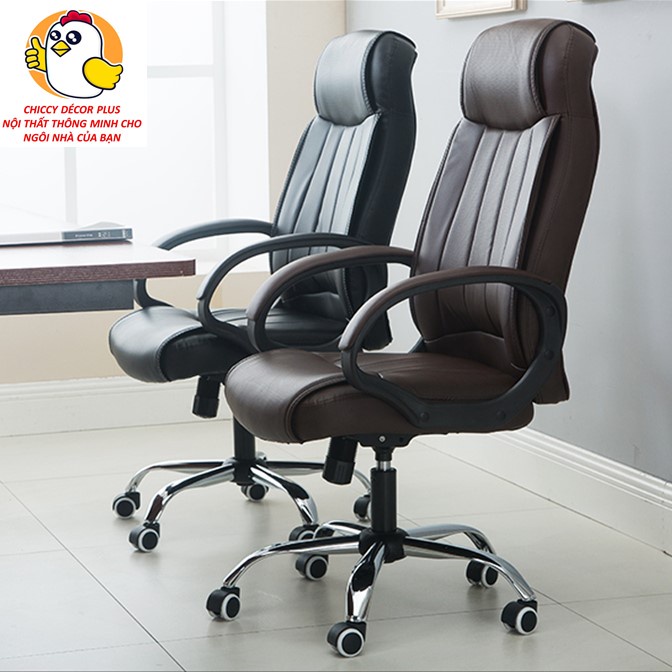 Ghế da văn phòng, ghế giám đốc nệm da da êm ái giúp giảm đau mỏi thắt lưng, có gác chân-M073