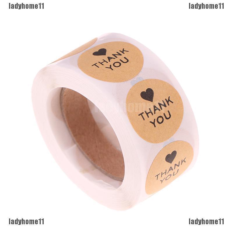 Cuộn 500 miếng dán in chữ THANK YOU với hình trái tim cho trang trí thủ công DIY/ đám cưới