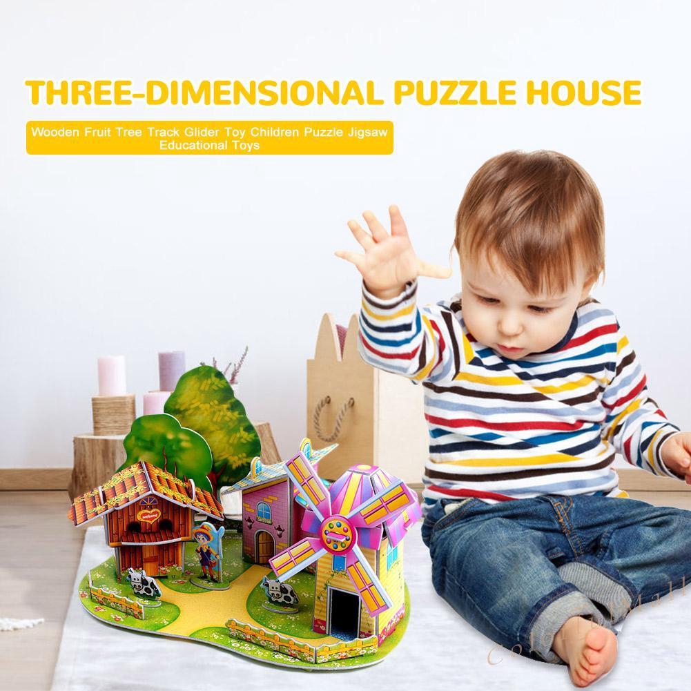 3D DIY House Puzzle Children Kids Educational Jigsaw Toy Handmade Toys Gift