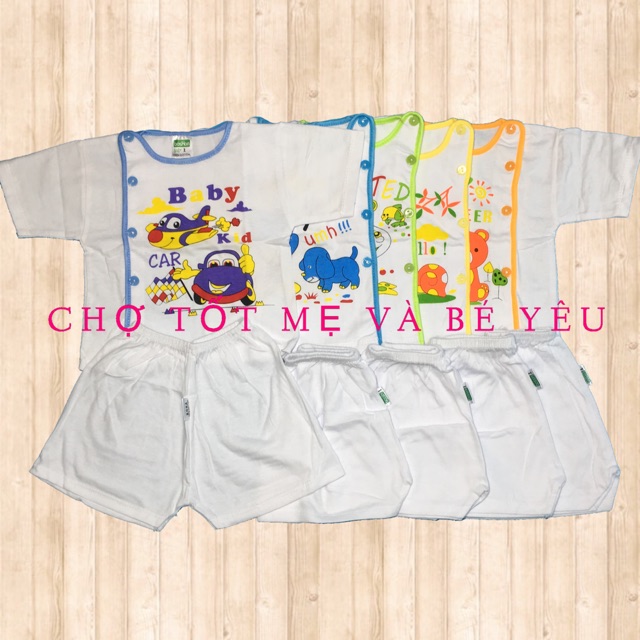 SET 5 BỘ TAY NGẮN MẶC MÁT CHO BÉ SƠ SINH-10KG