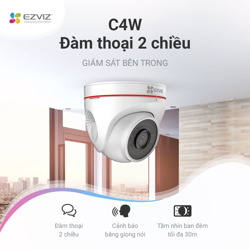 Camera IP WIFI 2M EZVIZ C4W C3WN CV288 1080P FULLHD C6N TY2 Còi Hú, đàm thoại 2 chiều HIKVISION (hàng chính hãng)