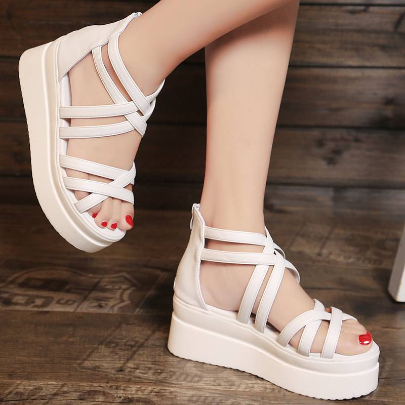 Giày Sandal Cao Gót Đế Dày Quai Chéo Thời Trang Mùa Hè Dành Cho Học Sinh