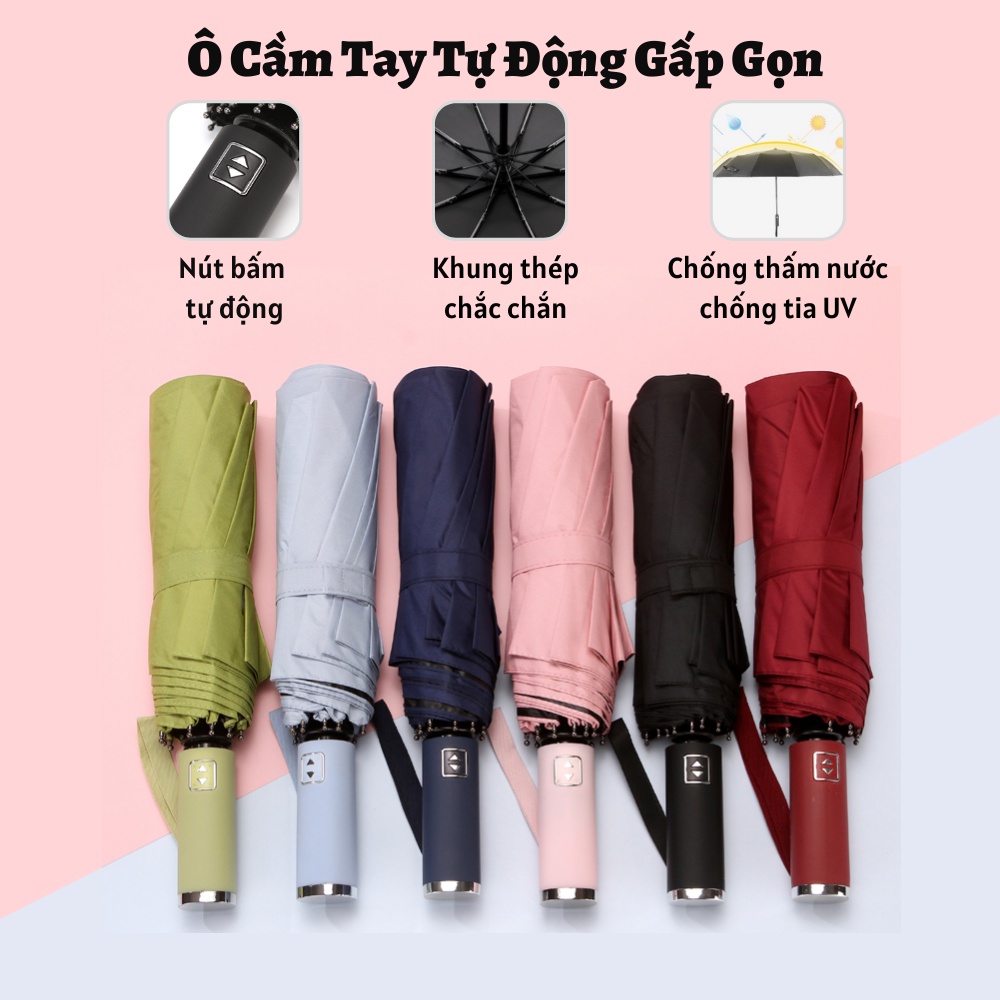 Dù Che Mưa Ô Che Mưa Nắng Cao Cấp Chống Tia UV Tự Động Gấp Gọn Chất Liệu Vải Không Thấm Nước
