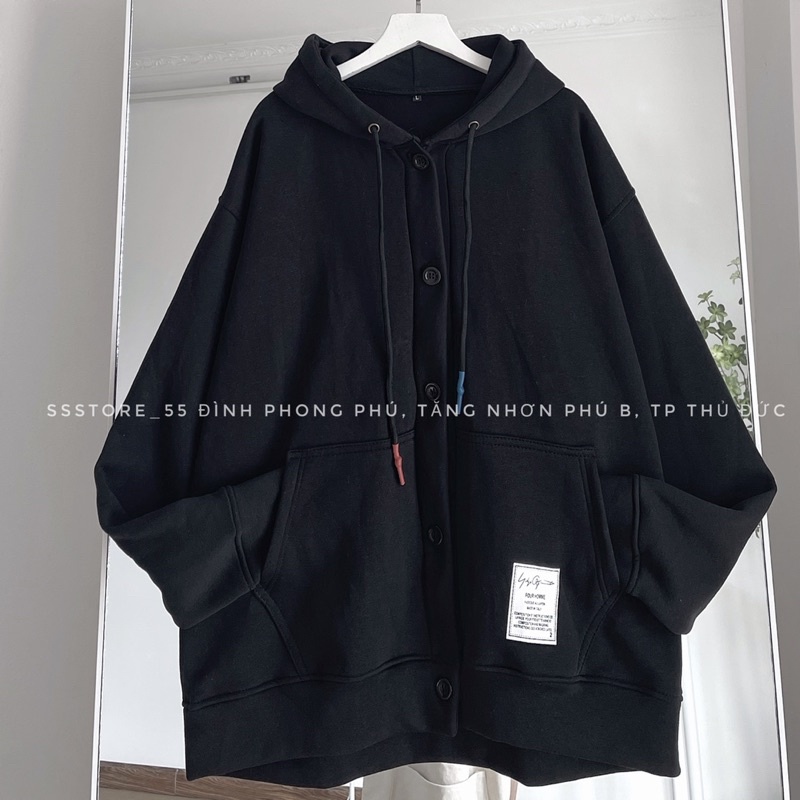 Áo hoodie nút tag vải túi nhiều màu form rộng unisex nam nữ_SSSTore