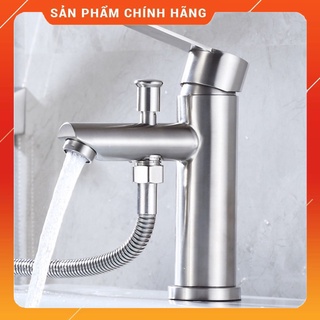 Vòi lavabo kiêm sen tắm nóng lạnh cao cấp inox 304 SNL42 tặng đôi dây cấp nước inox