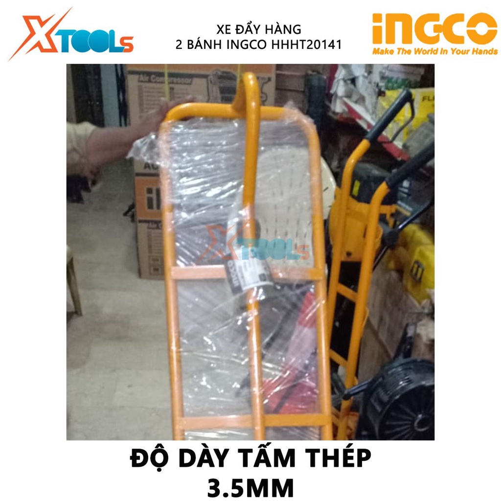 Xe đẩy hàng 2 bánh INGCO HHHT20141 | xe kéo hàng khả năng tải 200kg, độ dày tấm thép 3.5mm, độ dày khung ống 1.2x25mm vậ