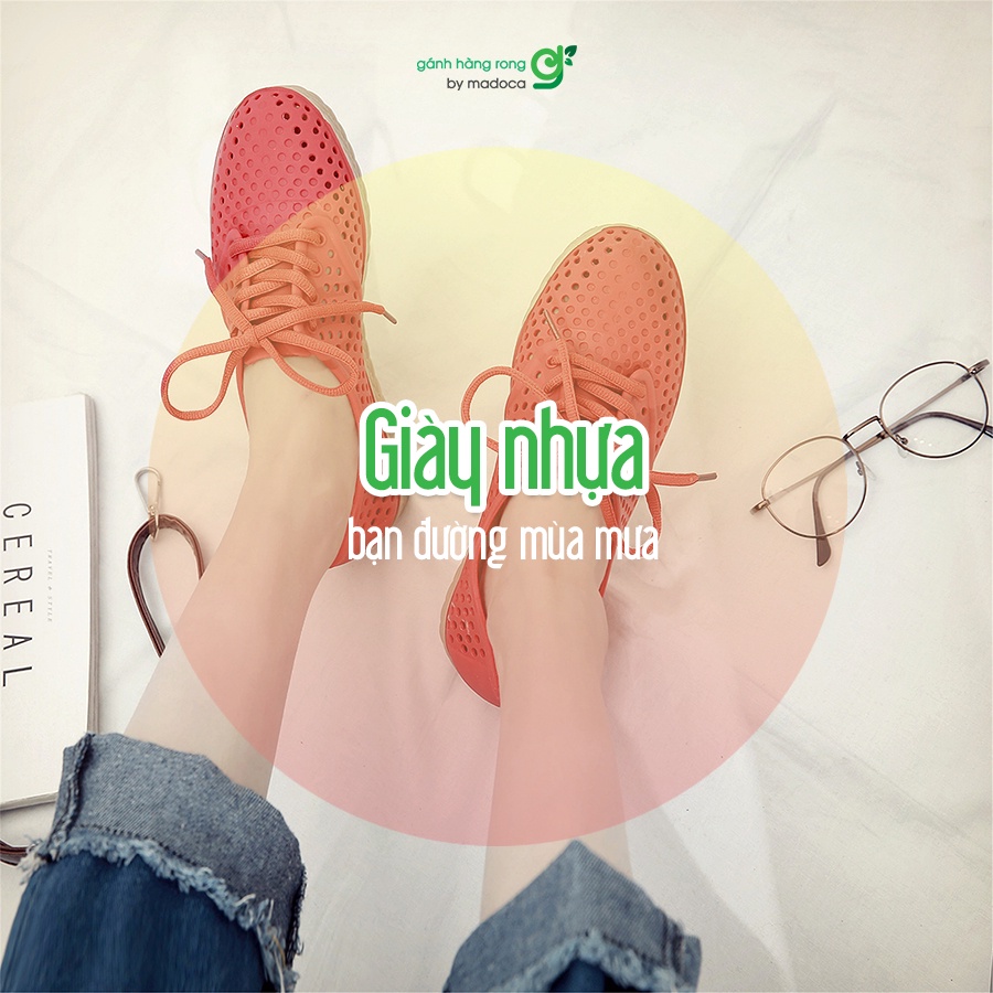 Giày nhựa đi mưa thời trang kiểu dáng buộc dây cá tính