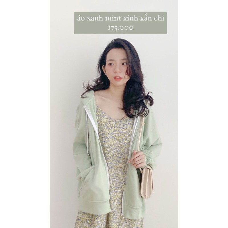 Áo khoác có nón xanh mint
